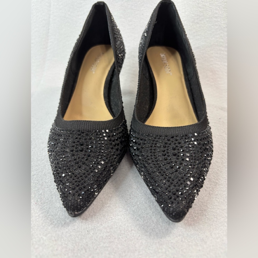 Thalia Sodi HEATHERE 7 Black Granite Glitter Evening Pumps Heels Shoes - Picture 4 of 9